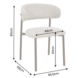 Lot de 2 chaises salle à manger en tissu taupe style scandinave BELFORT