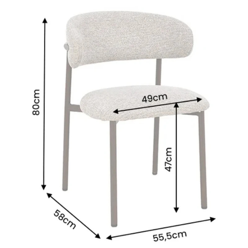 Lot de 2 chaises salle à manger en tissu taupe style scandinave BELFORT