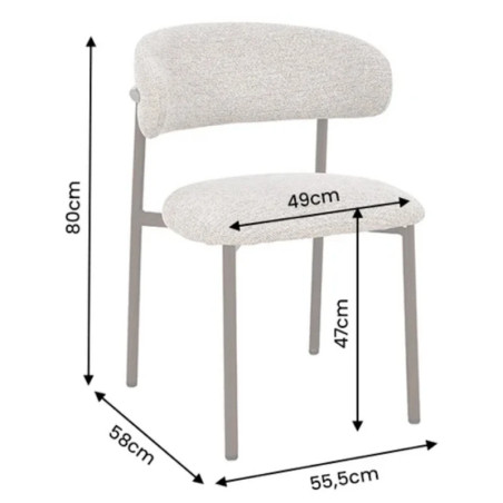 Lot de 2 chaises salle à manger en tissu taupe style scandinave BELFORT