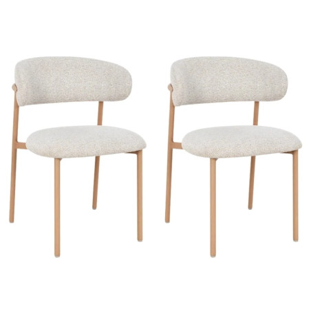 Lot de 2 chaises salle à manger en tissu beige style scandinave BELFORT
