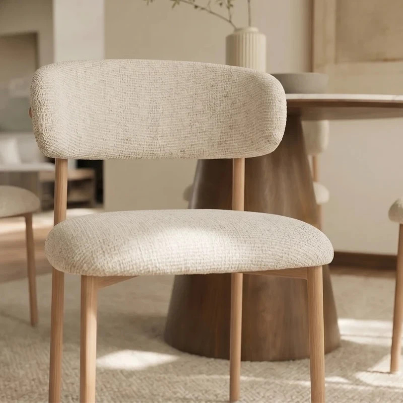 Lot de 2 chaises salle à manger en tissu beige style scandinave BELFORT