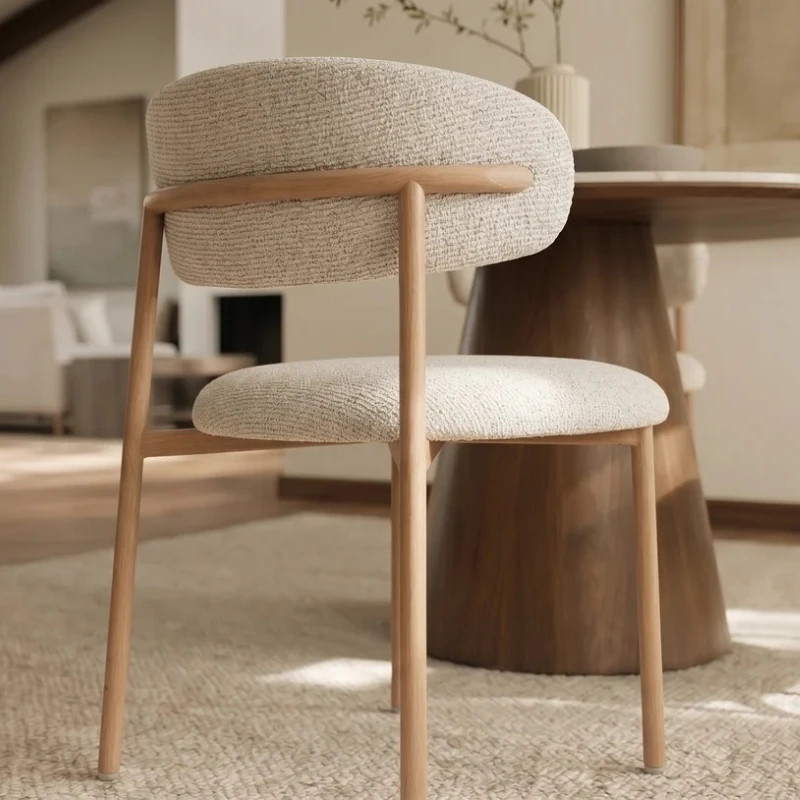 Lot de 2 chaises salle à manger en tissu beige style scandinave BELFORT