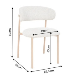 Lot de 2 chaises salle à manger en tissu beige style scandinave BELFORT