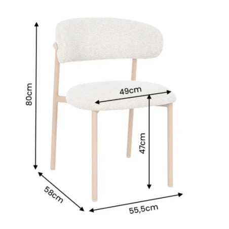 Lot de 2 chaises salle à manger en tissu beige style scandinave BELFORT