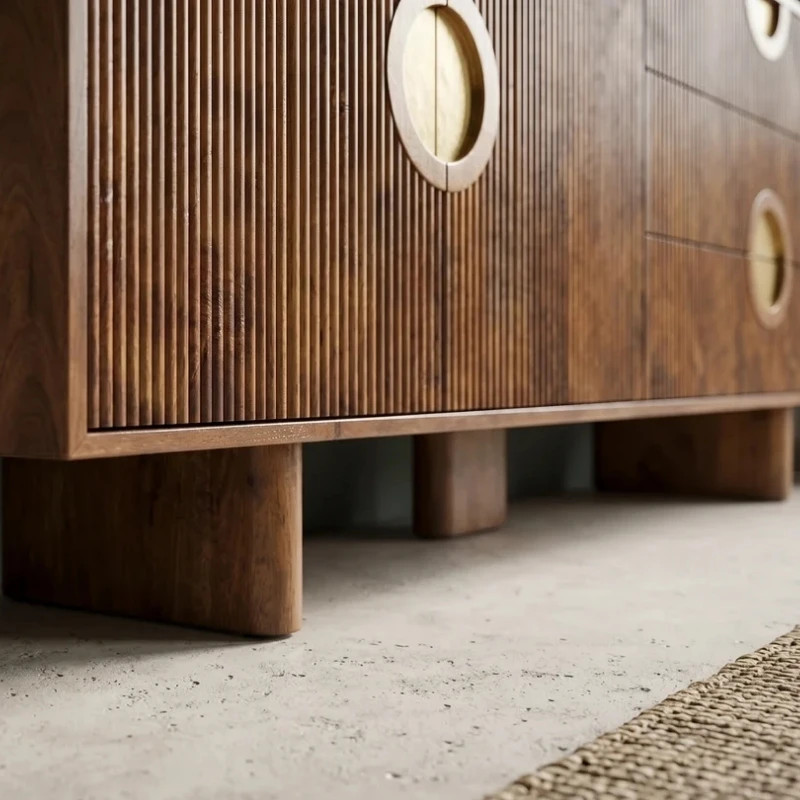 Buffet bois rétro en manguier façade texturée 177 cm MADISON