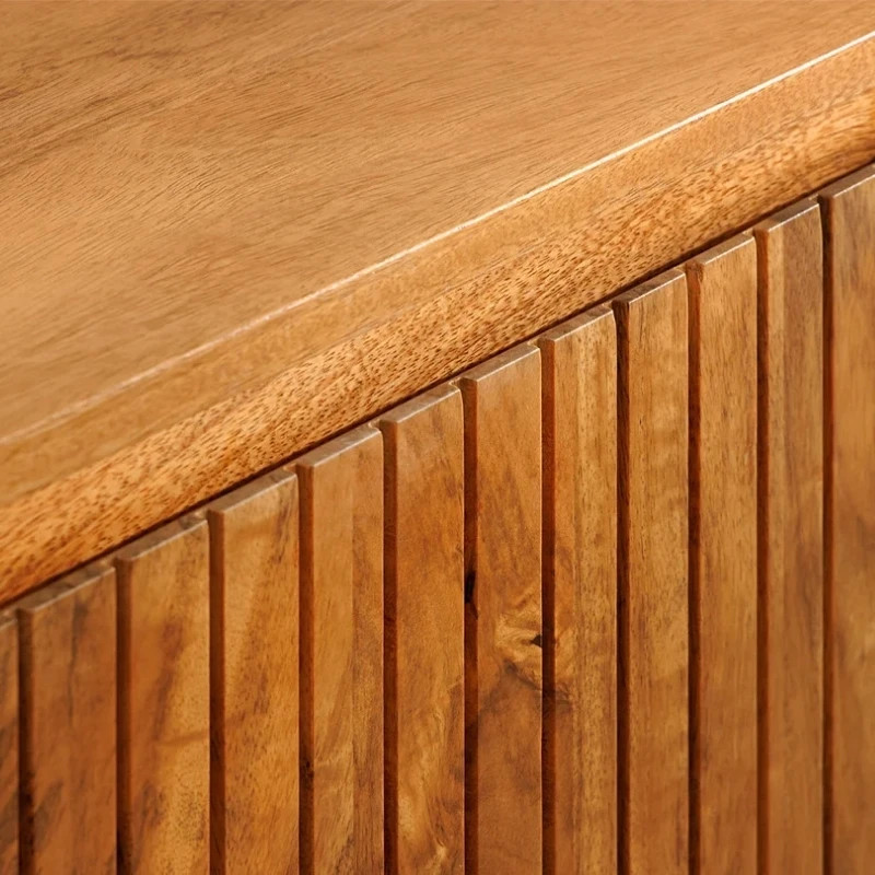 Buffet bois manguier massif style rétro façade lames 160cm GATSBY