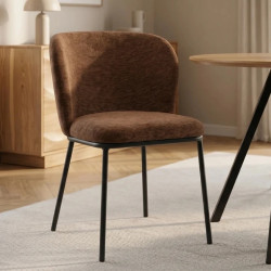 Lot de 2 chaises salle à manger en tissu marron avec rack LYON