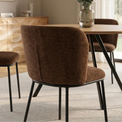 Lot de 2 chaises salle à manger en tissu marron avec rack LYON