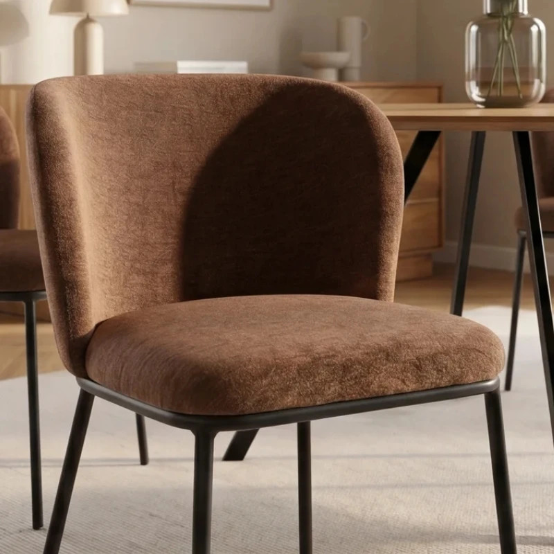 Lot de 2 chaises salle à manger en tissu marron avec rack LYON