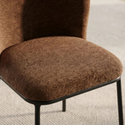 Lot de 2 chaises salle à manger en tissu marron avec rack LYON