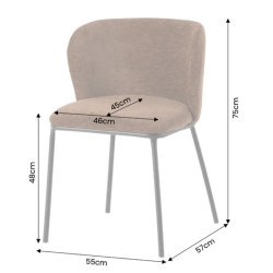 Lot de 2 chaises salle à manger en tissu marron avec rack LYON