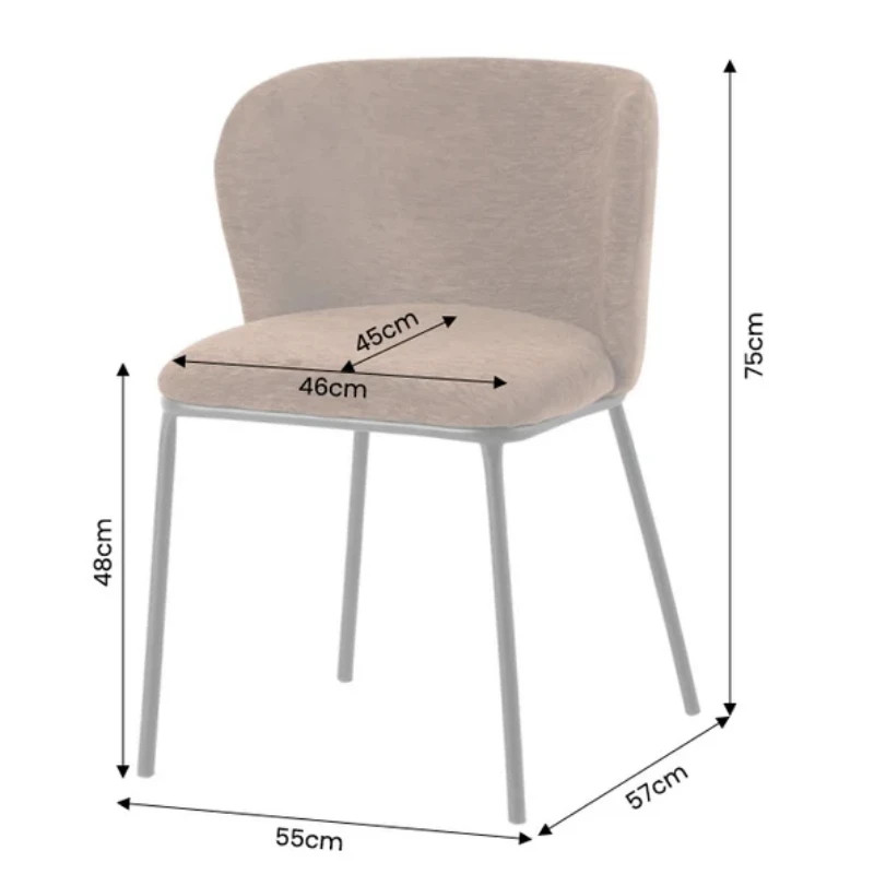 Lot de 2 chaises salle à manger en tissu marron avec rack LYON