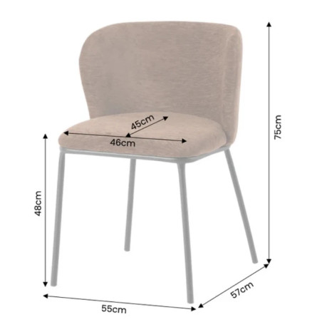 Lot de 2 chaises salle à manger en tissu marron avec rack LYON