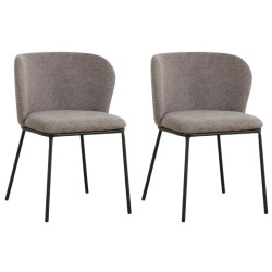 Lot de 2 chaises salle à manger en tissu gris beige avec rack LYON