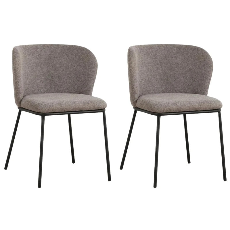 Lot de 2 chaises salle à manger en tissu gris beige avec rack LYON