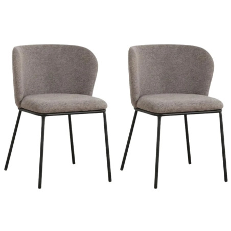 Lot de 2 chaises salle à manger en tissu gris beige avec rack LYON
