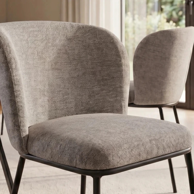 Lot de 2 chaises salle à manger en tissu gris beige avec rack LYON