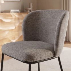 Lot de 2 chaises salle à manger en tissu gris beige avec rack LYON