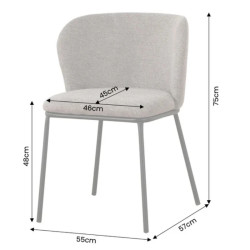 Lot de 2 chaises salle à manger en tissu gris beige avec rack LYON