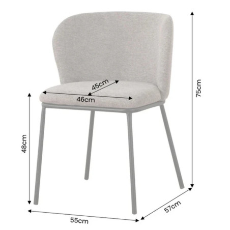 Lot de 2 chaises salle à manger en tissu gris beige avec rack LYON