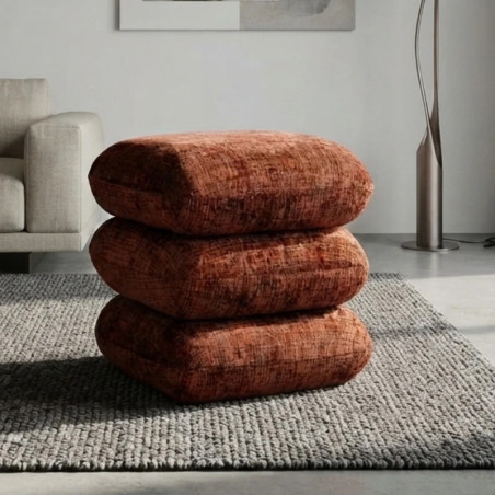 Pouf carré en tissu terracotta pivotant 360° FLOW Casita