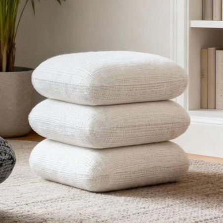 Pouf carré en tissu écru pivotant 360° FLOW Casita