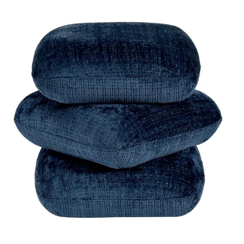 Pouf carré en tissu bleu nuit pivotant 360° FLOW Casita