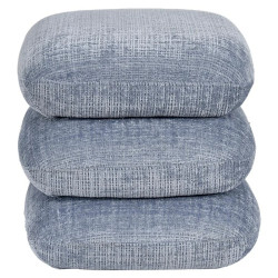 Pouf carré en tissu bleu gris pivotant 360° FLOW Casita
