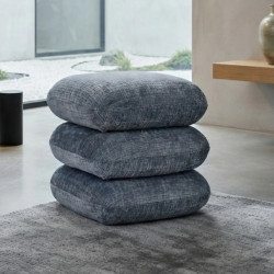 Pouf carré en tissu bleu gris pivotant 360° FLOW Casita