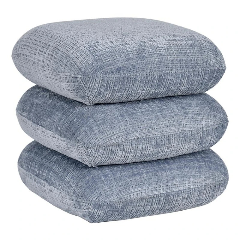 Pouf carré en tissu bleu gris pivotant 360° FLOW Casita