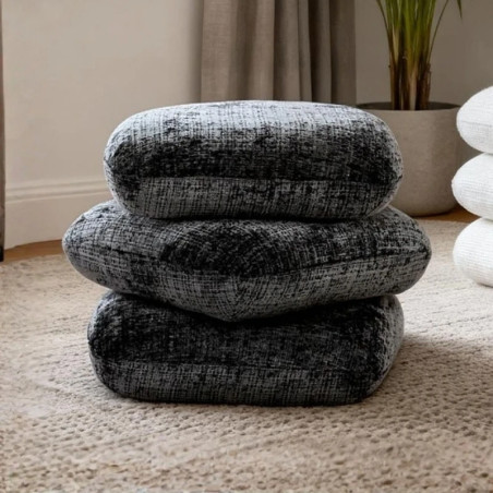 Pouf carré en tissu anthracite pivotant 360° FLOW Casita