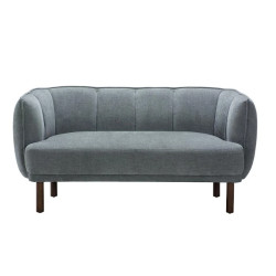 Canapé 2 places en tissu gris capitonné pieds hévéa WINDSOR Sofacasa
