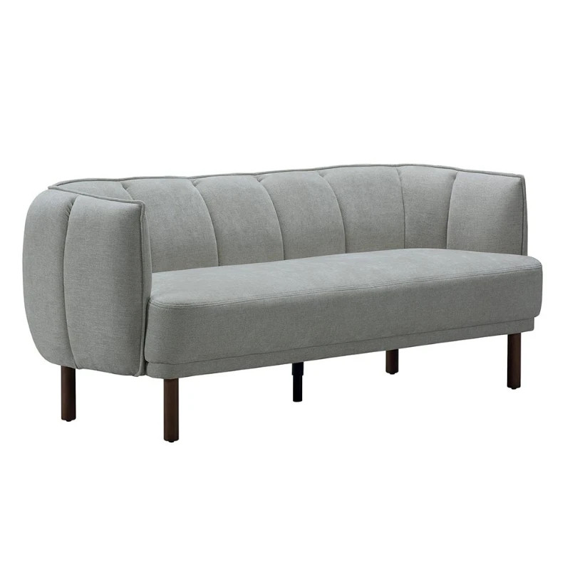 Canapé 3 places en tissu écru capitonné pieds hévéa WINDSOR Sofacasa