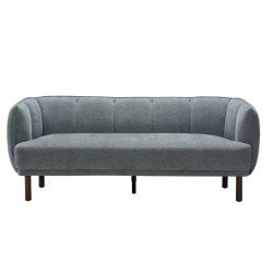 Canapé 3 places en tissu gris capitonné pieds hévéa WINDSOR Sofacasa