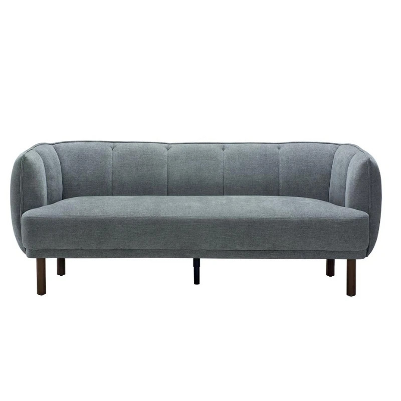 Canapé 3 places en tissu gris capitonné pieds hévéa WINDSOR Sofacasa