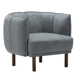 Fauteuil en tissu gris capitonné pieds hévéa WINDSOR Sofacasa