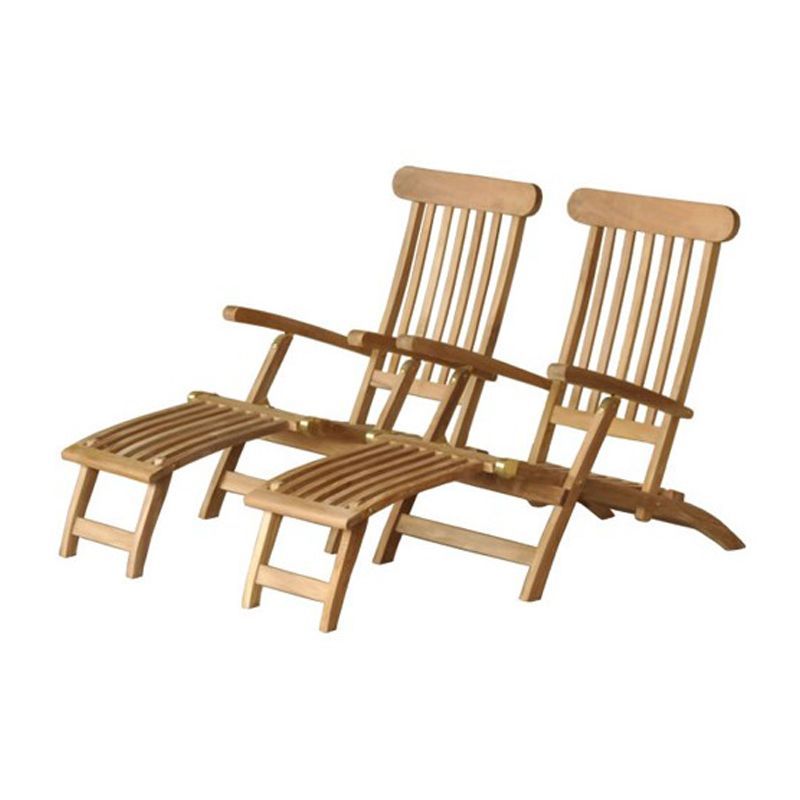 Lot de 2 steamers pliants en teck massif GARDEN 150cm