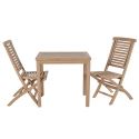 Ensemble table et chaise de balcon teck massif 80 x 80 cm GARDEN