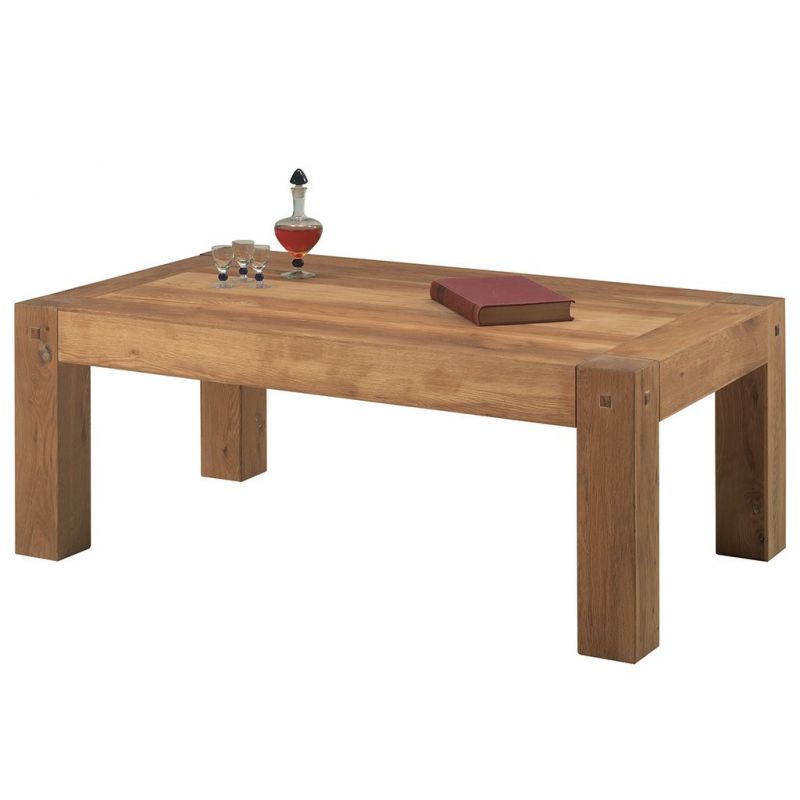Table basse chêne massif 120cm Lodge Casita LODTAB2
