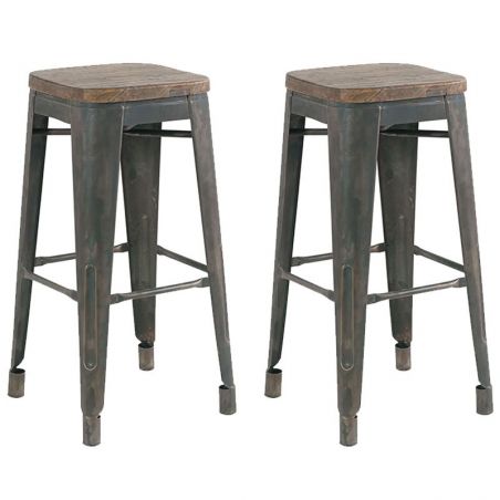 Lot de 2 tabourets de bar métal 35cm Casita MOTOTABOUHT