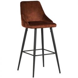 Lot 2 chaises bar velours marron CASITA CHABARLOU3HAV