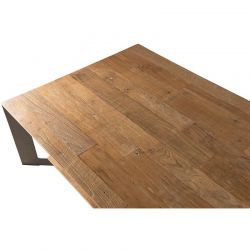 Table basse industrielle  bois Teck 120cm Macabane MADISON