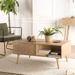 Table basse cannage 100cm Macabane ROMEO