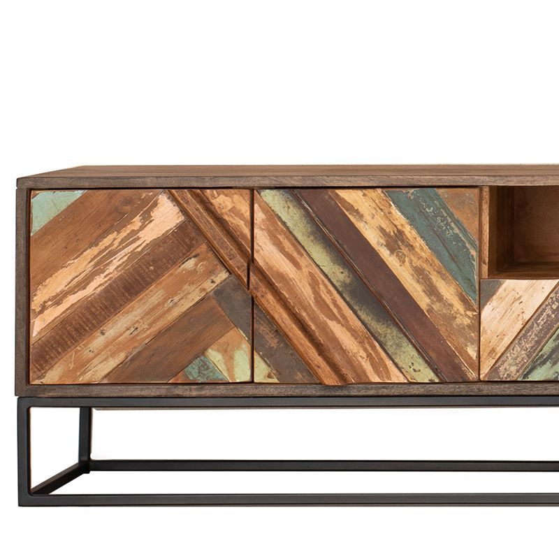 Grand meuble TV industriel bois et métal 232cm RITA