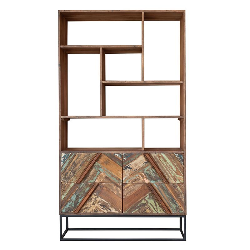 Bibliothèque bois et métal 107cm RITA