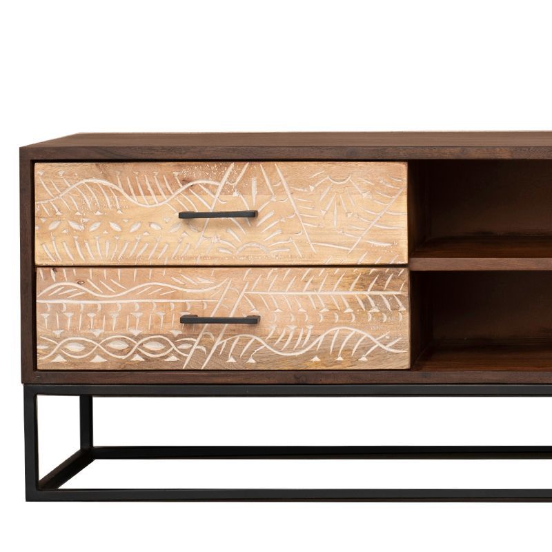 Meuble TV ethnique bois et métal 152cm NOA