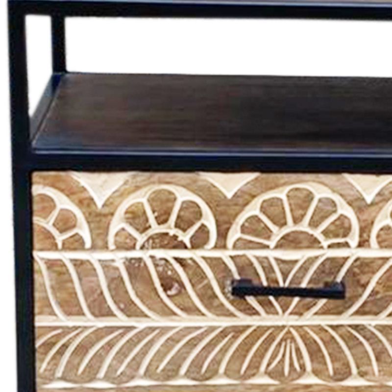 Chevet ethnique bois et métal 45cm NOA