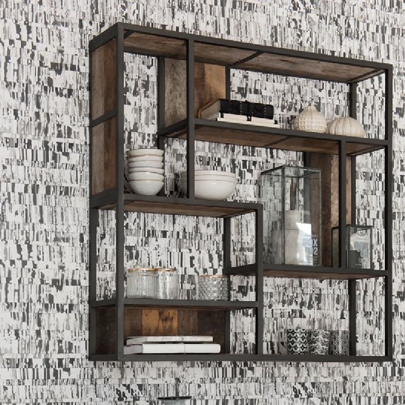 Grande étagère murale carrée bois recyclé 100cm SWIN d-bodhi