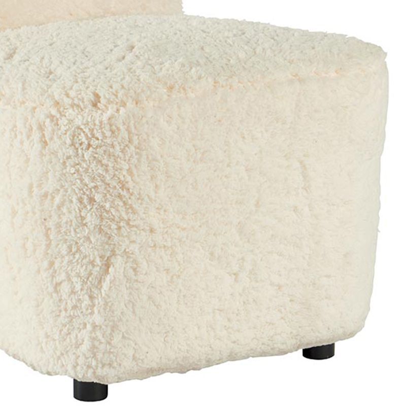 Fauteuil tissu simili laine fourré blanc
