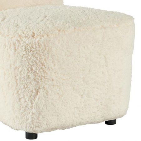 Fauteuil tissu simili laine fourré blanc